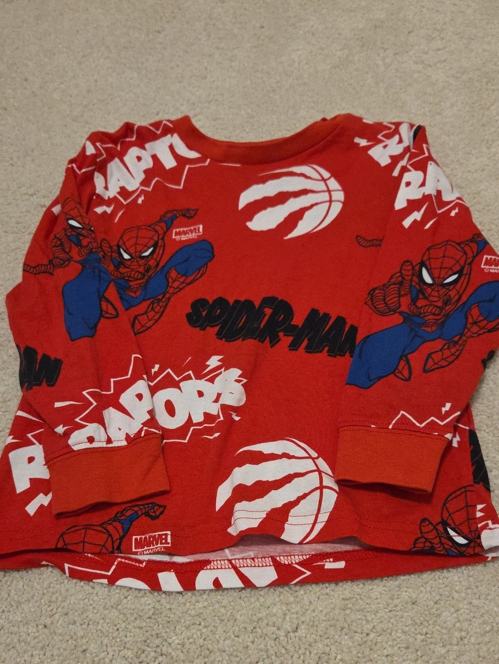 Toronto Raptors NBA Spiderman Marvel Long Sleeve Tee